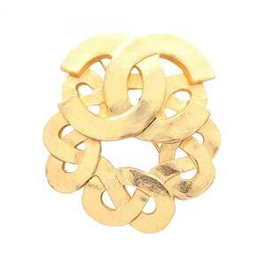 CHANEL Gold Logo Brooch